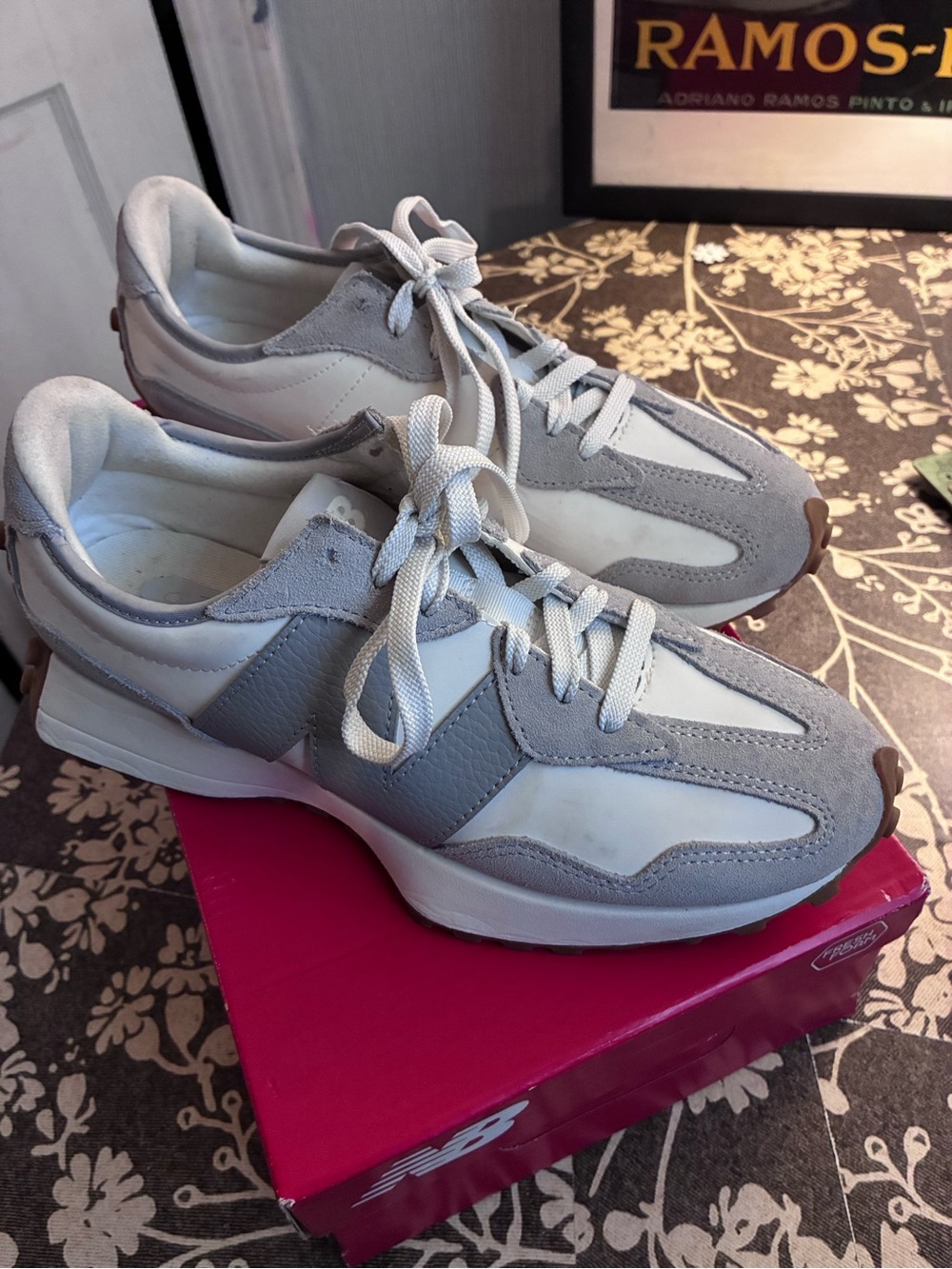 New Balance Women's Gray and White Retro Runner Sneakers